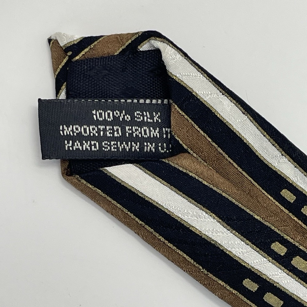Fanti Italy Tie Handmade Silk Gold Teal Purple Black VTG 4x58" Geometric Classic - Picture 5 of 7